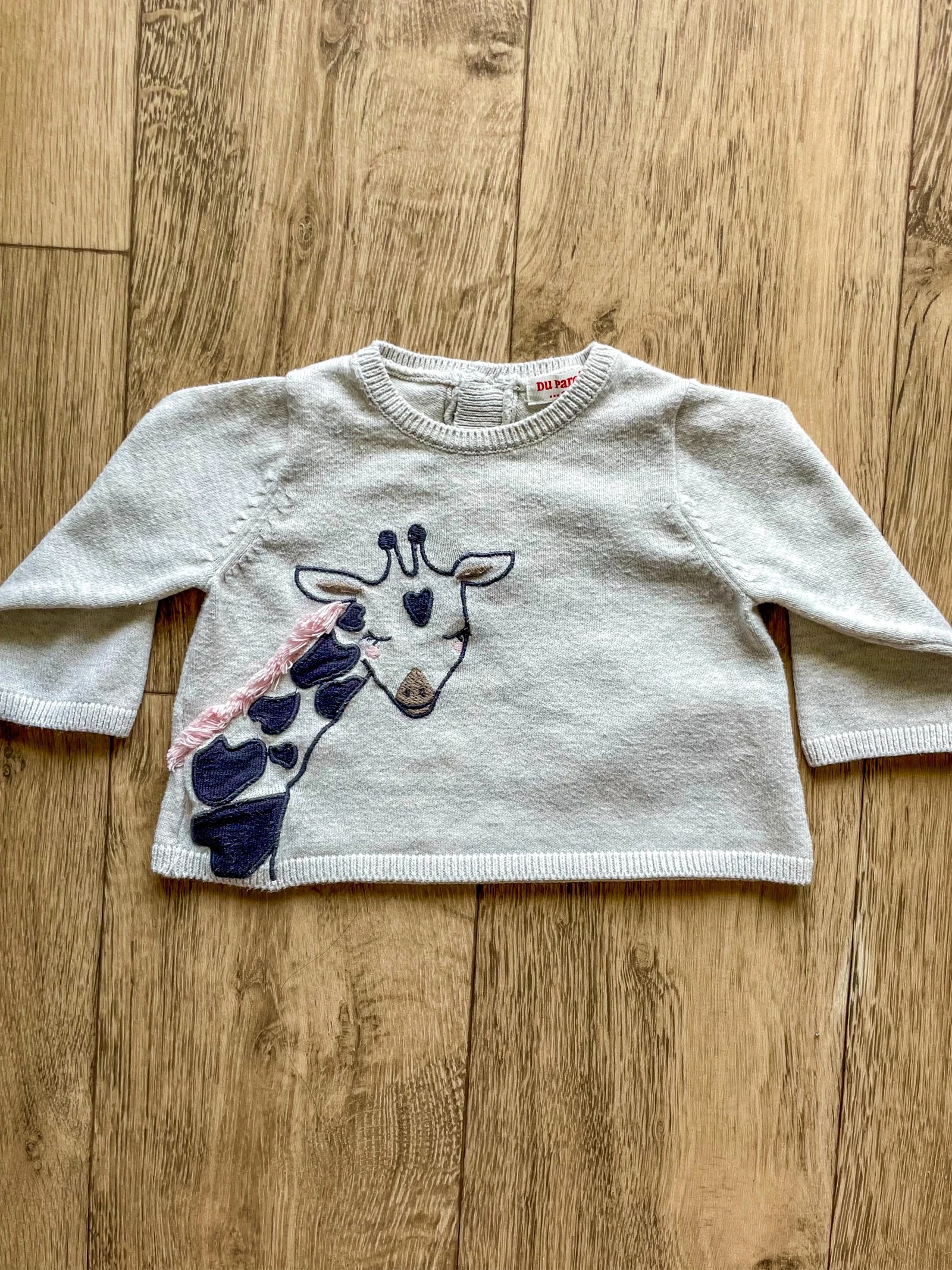 Pull beige girafe bébé fille DPAM taille 3 mois 